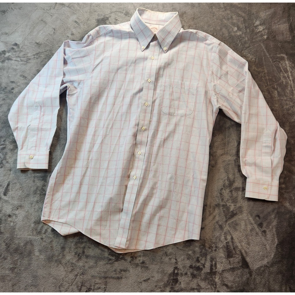 Brooks Brothers Shirt Mens 16-33 Blue Red Windowpane Check Button Down Dress